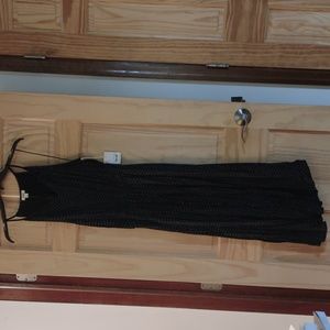 New! Black strap dress with white diamonds, drawstring waist, no slits - size L
